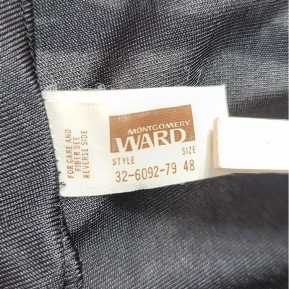 Montgomery Ward Full Slip Black Size 48 Lace V Neck 100% Nylon Made in USA VTG - Picture 7 of 8